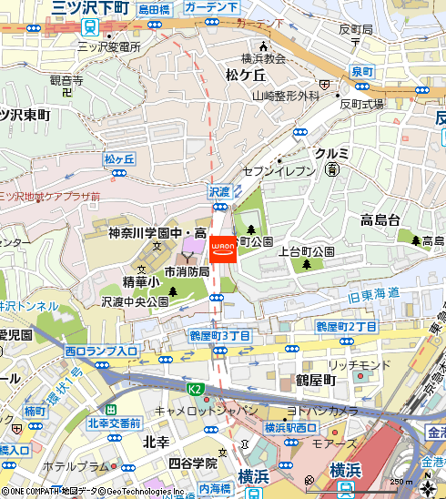まいばすけっと横浜沢渡公園前店付近の地図